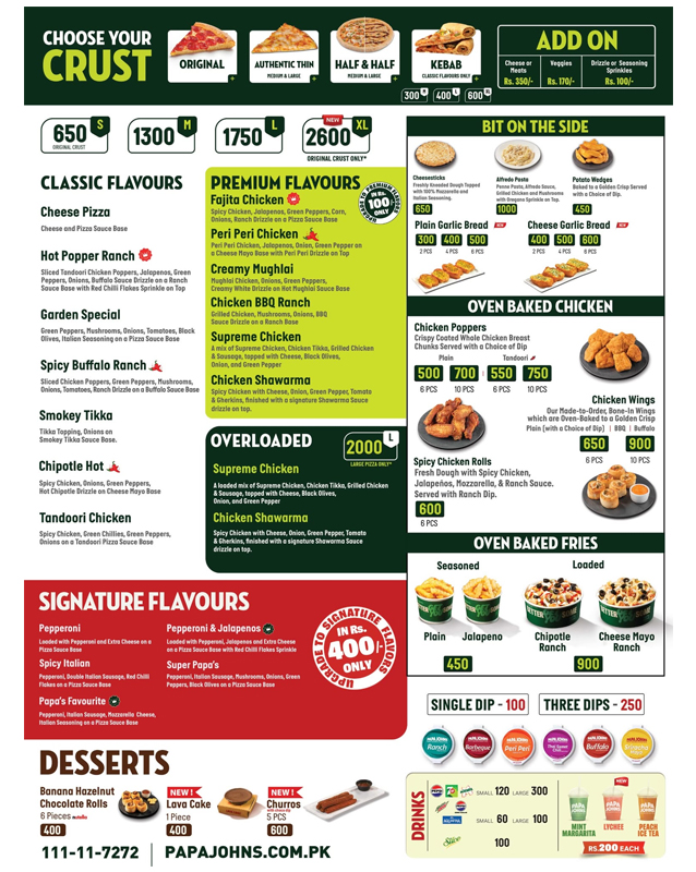 Papa John's Menu