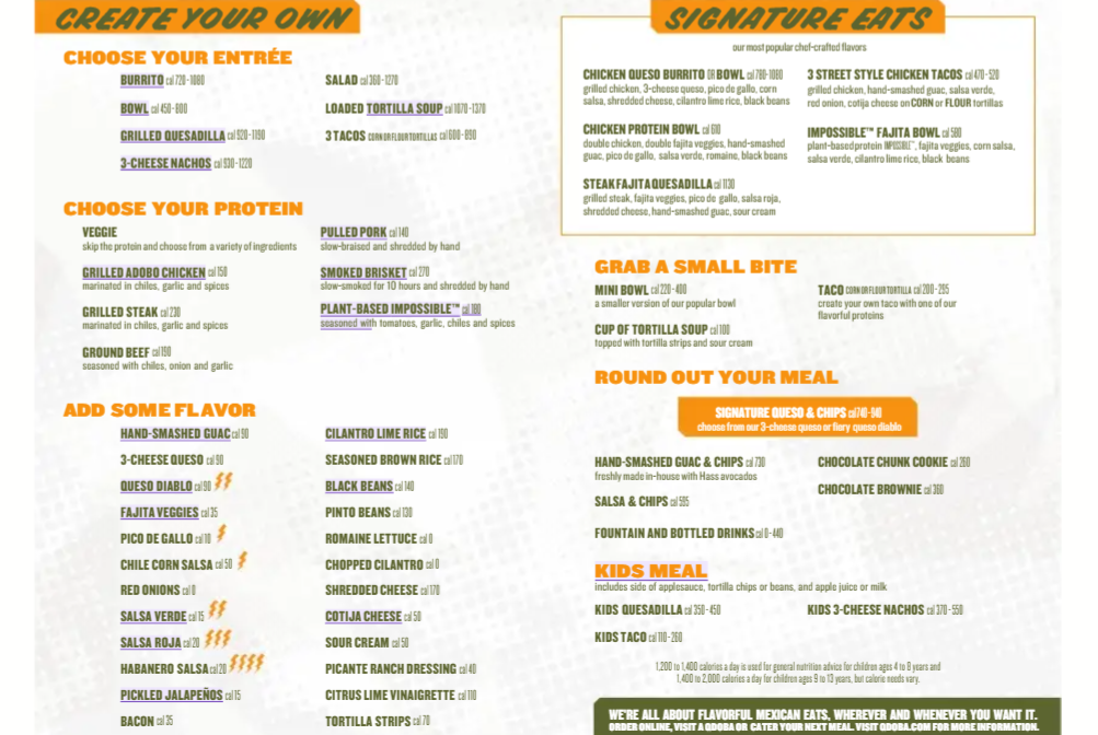 Qdoba Menu USA