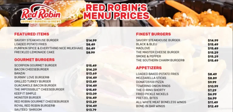 Red Robin Menu USA