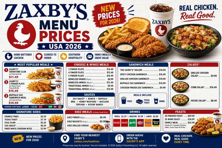 Zaxby's Menu USA