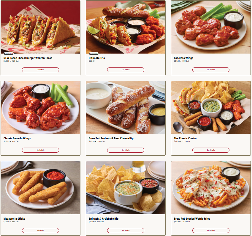 applebees menu