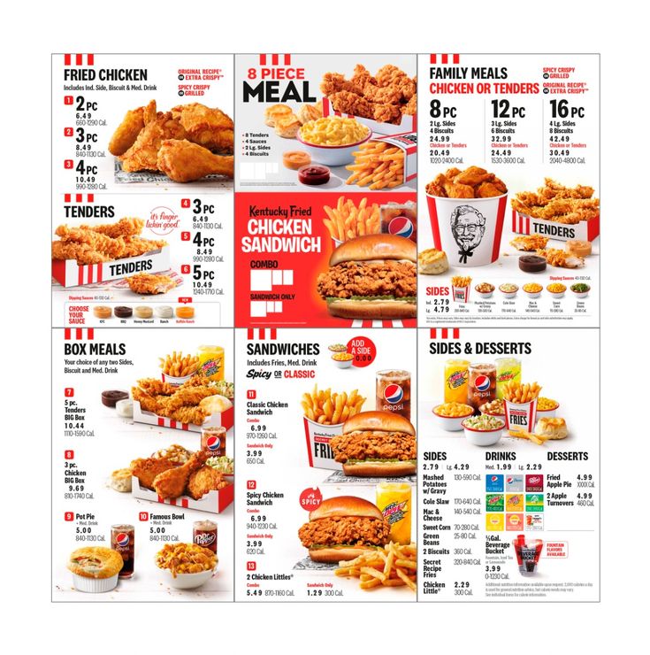 kfc menu usa