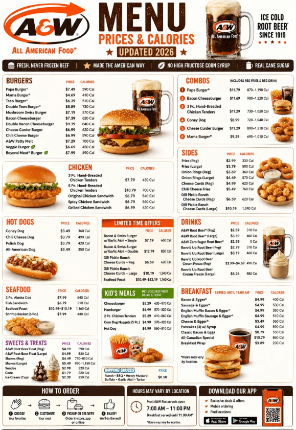 A&W Restaurants Menu