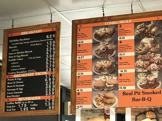 Bill Miller Bar-B-Q Menu