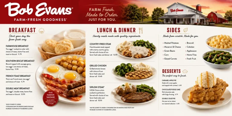 Bob Evans Menu USA