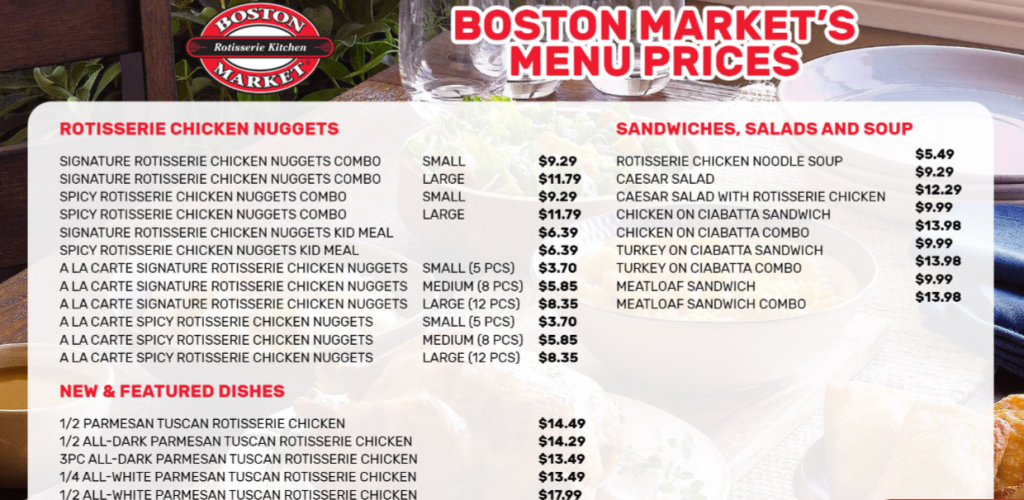 Boston Market Menu USA