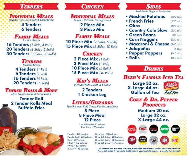 Bush's Chicken Menu
