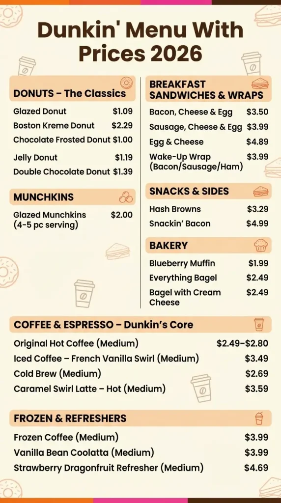 Dunkin' Donuts Menu