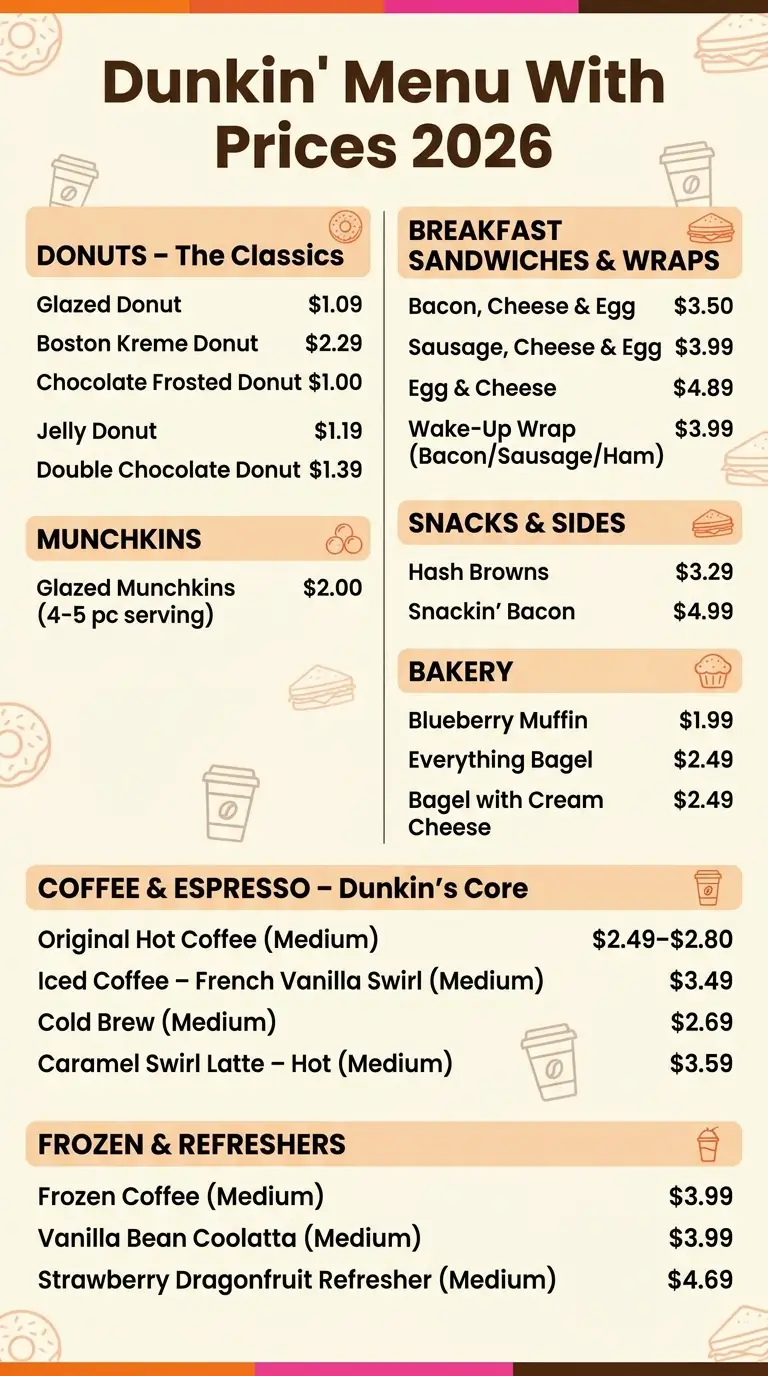 Dunkin' Donuts Menu