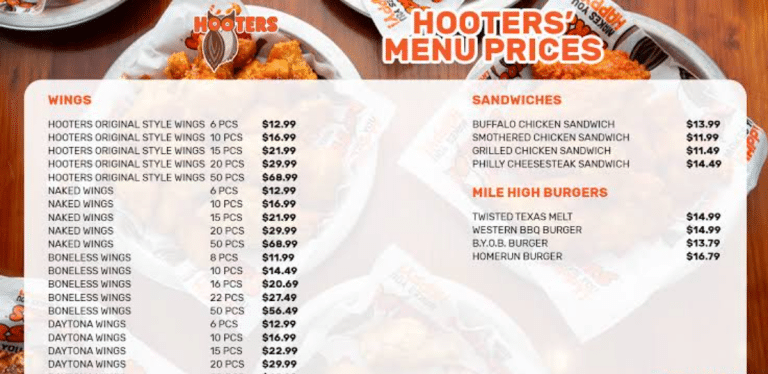 hooters menu