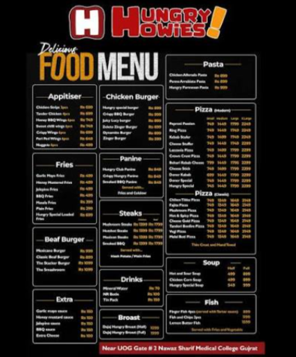 hungry howies menu