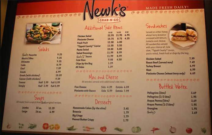 Newk's Eatery Menu USA