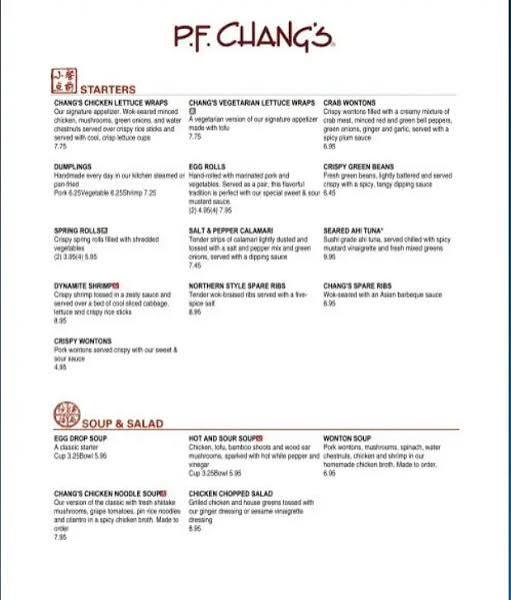 P.F. Chang's Menu USA