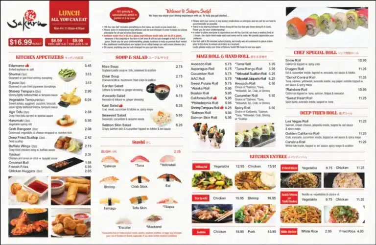 sakura japanese steakhouse menu usa