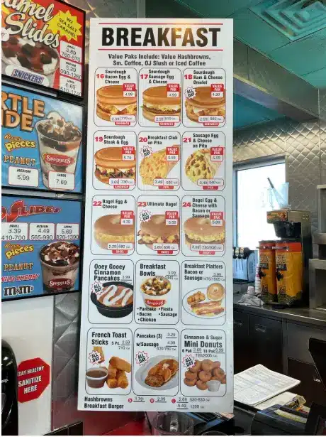 Spangles Menu USA