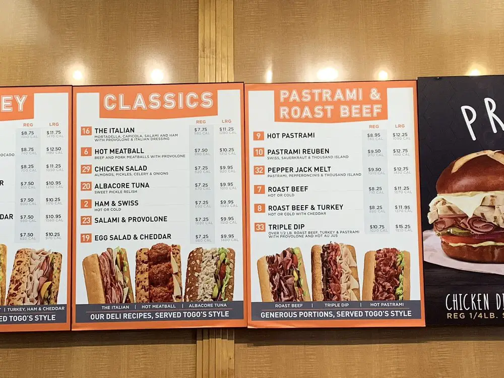 TOGO'S Menu USA