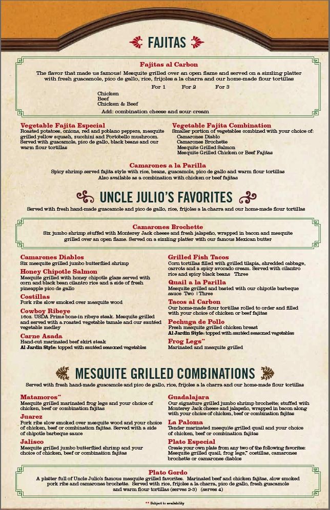 uncle julios menu