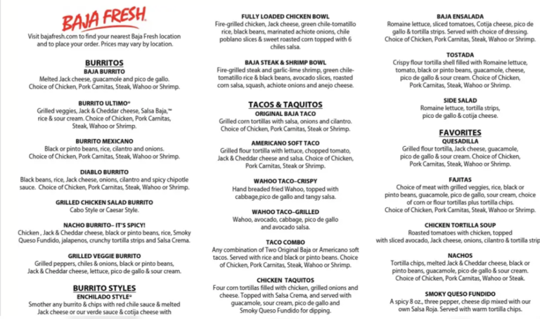 baja fresh menu